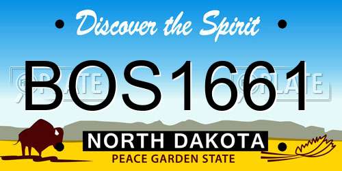 BOS1661 North Dakota License Plate