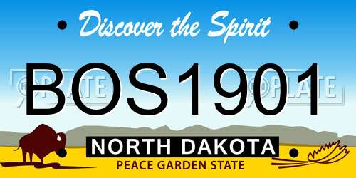 BOS1901 North Dakota License Plate