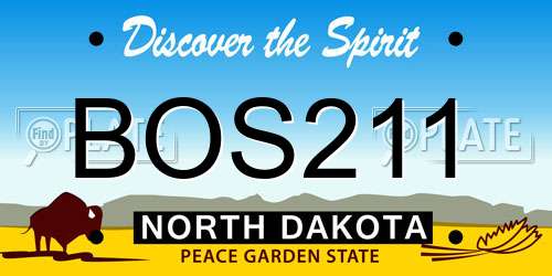 BOS211 North Dakota License Plate