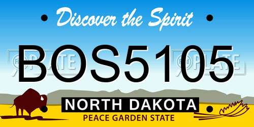 BOS5105 North Dakota License Plate