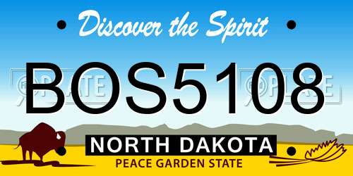 BOS5108 North Dakota License Plate
