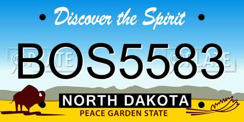 BOS5583 North Dakota License Plate