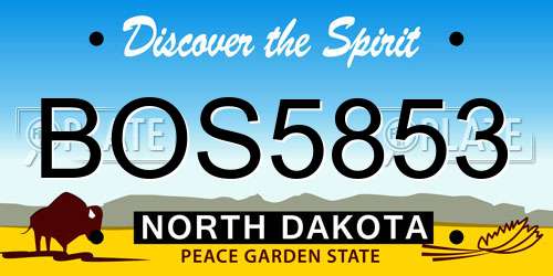 BOS5853 North Dakota License Plate
