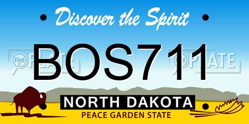 BOS711 North Dakota License Plate