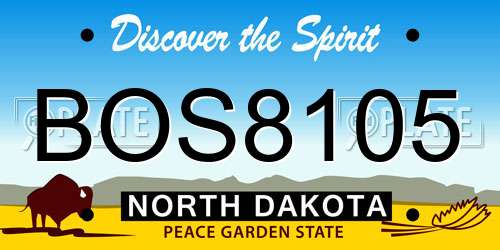 BOS8105 North Dakota License Plate