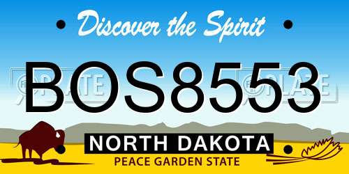 BOS8553 North Dakota License Plate