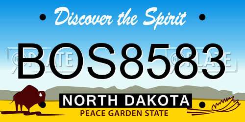 BOS8583 North Dakota License Plate