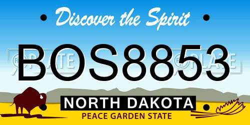 BOS8853 North Dakota License Plate