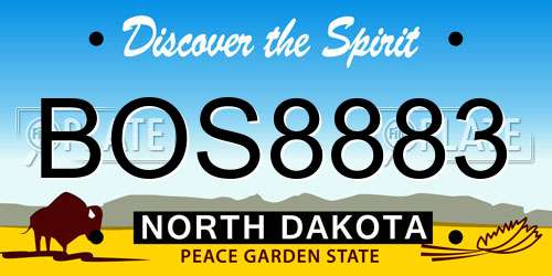 BOS8883 North Dakota License Plate