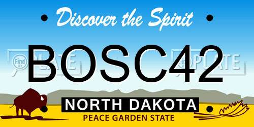 BOSC42 North Dakota License Plate