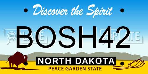 BOSH42 North Dakota License Plate