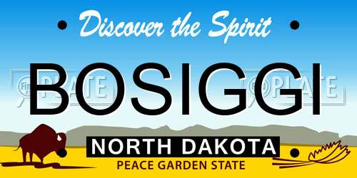 BOSIGGI North Dakota License Plate