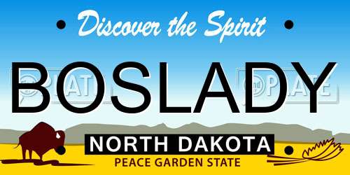 BOSLADY North Dakota License Plate