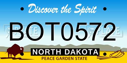 BOT0572 North Dakota License Plate