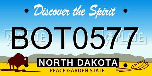BOT0577 North Dakota License Plate