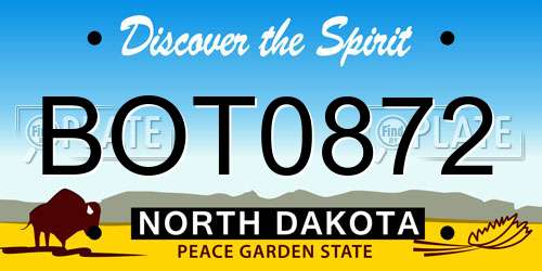 BOT0872 North Dakota License Plate