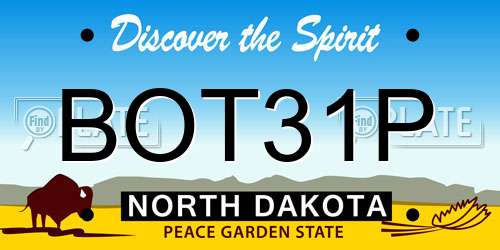 BOT31P North Dakota License Plate