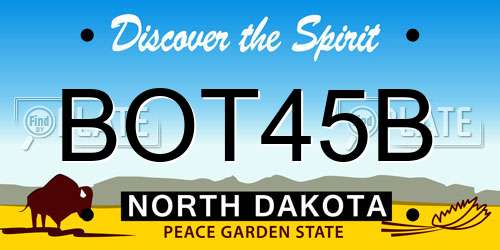 BOT45B North Dakota License Plate