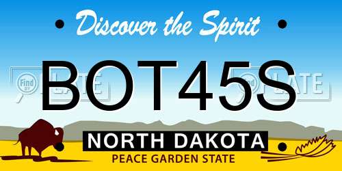 BOT45S North Dakota License Plate