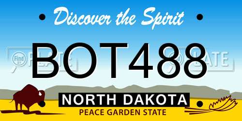 BOT488 North Dakota License Plate