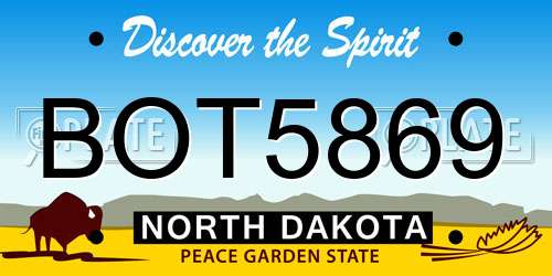 BOT5869 North Dakota License Plate