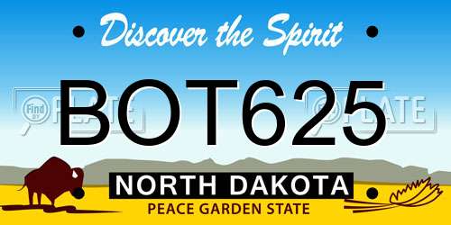 BOT625 North Dakota License Plate