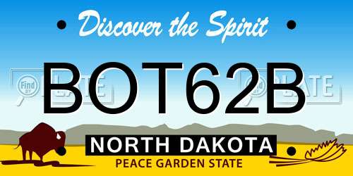 BOT62B North Dakota License Plate