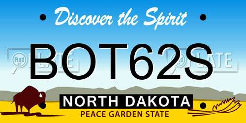 BOT62S North Dakota License Plate