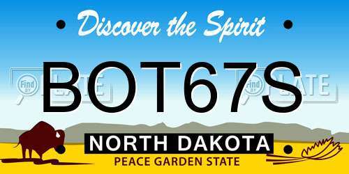 BOT67S North Dakota License Plate