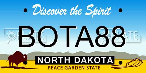 BOTA88 North Dakota License Plate