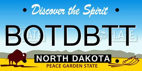 BOTDBTT North Dakota License Plate