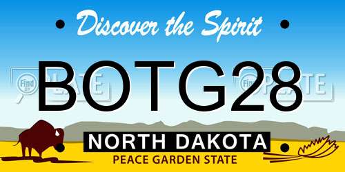 BOTG28 North Dakota License Plate