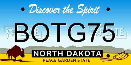 BOTG75 North Dakota License Plate