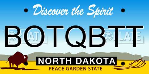 BOTQBTT North Dakota License Plate
