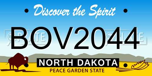 BOV2044 North Dakota License Plate