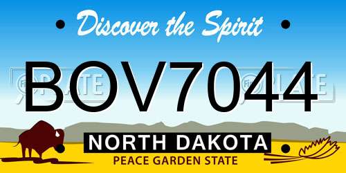BOV7044 North Dakota License Plate
