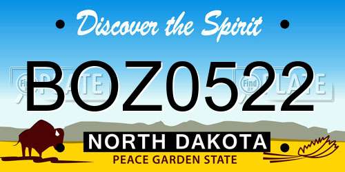 BOZ0522 North Dakota License Plate