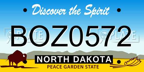 BOZ0572 North Dakota License Plate