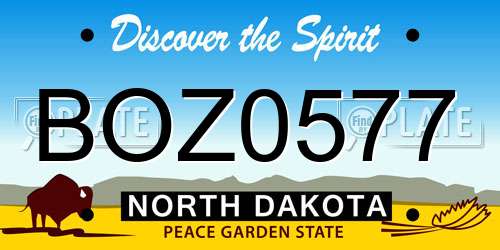 BOZ0577 North Dakota License Plate