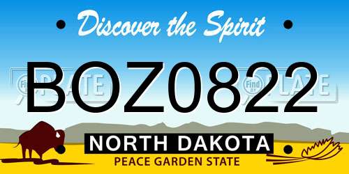 BOZ0822 North Dakota License Plate