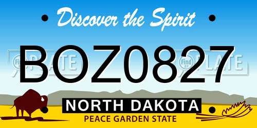 BOZ0827 North Dakota License Plate