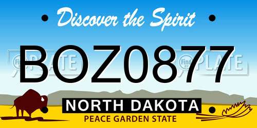 BOZ0877 North Dakota License Plate
