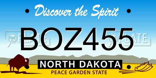 BOZ455 North Dakota License Plate