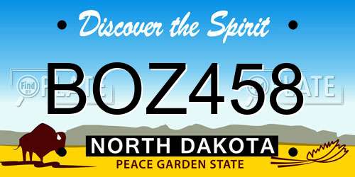 BOZ458 North Dakota License Plate