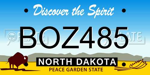 BOZ485 North Dakota License Plate