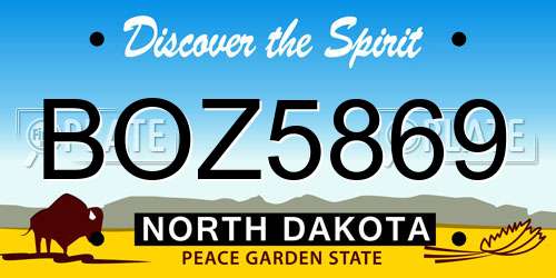 BOZ5869 North Dakota License Plate