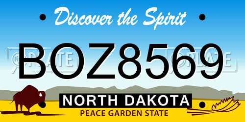 BOZ8569 North Dakota License Plate