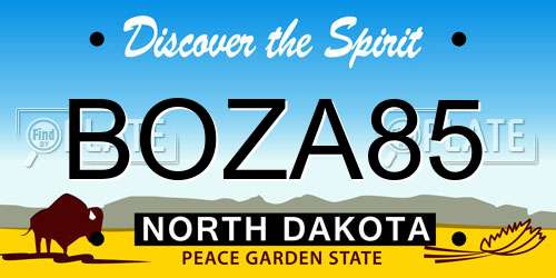 BOZA85 North Dakota License Plate