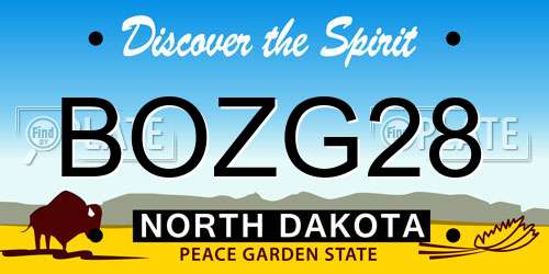 BOZG28 North Dakota License Plate