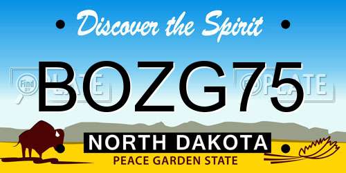 BOZG75 North Dakota License Plate